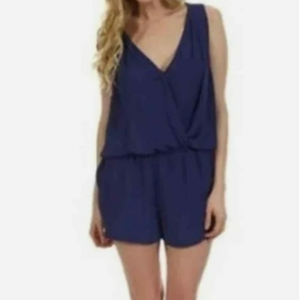 BCBG Max Azria Thalia Dark Ink /Navy Blue One Piece Sleeveless Shorts Romper XXS